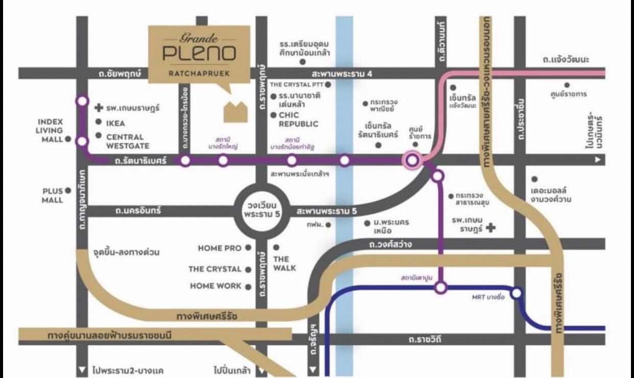 ให้เช่าทาวน์โฮมสุดหรูหมู่บ้าน Grande Pleno ราชพฤกษ์