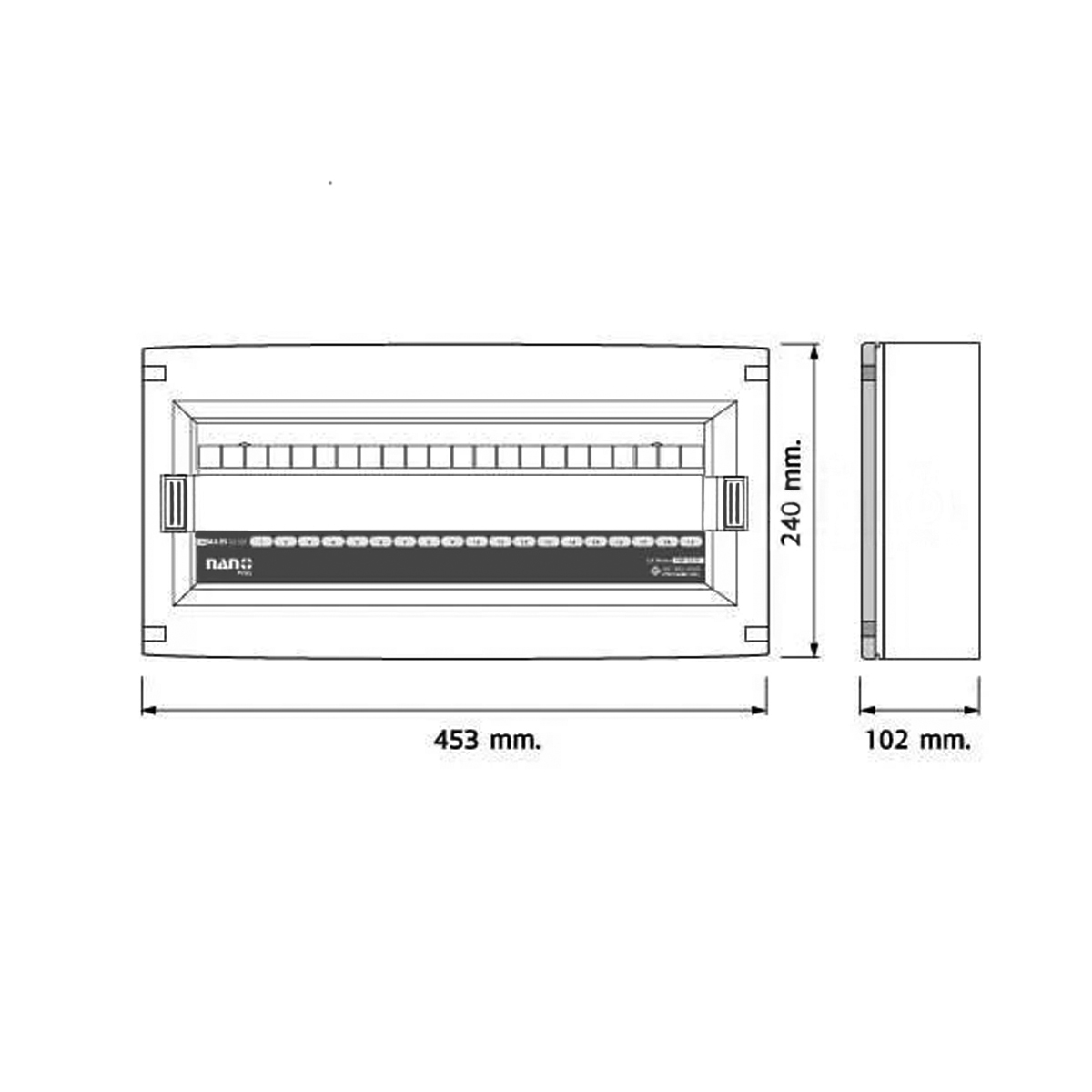 Consumer unit NANO (LS-Series) ฝาใสดำ ขนาด19-21ช่อง(ตู้เปล่า)(1ชิ้น/6ชิ้นต่อกล่อง) NNP-LS19CB