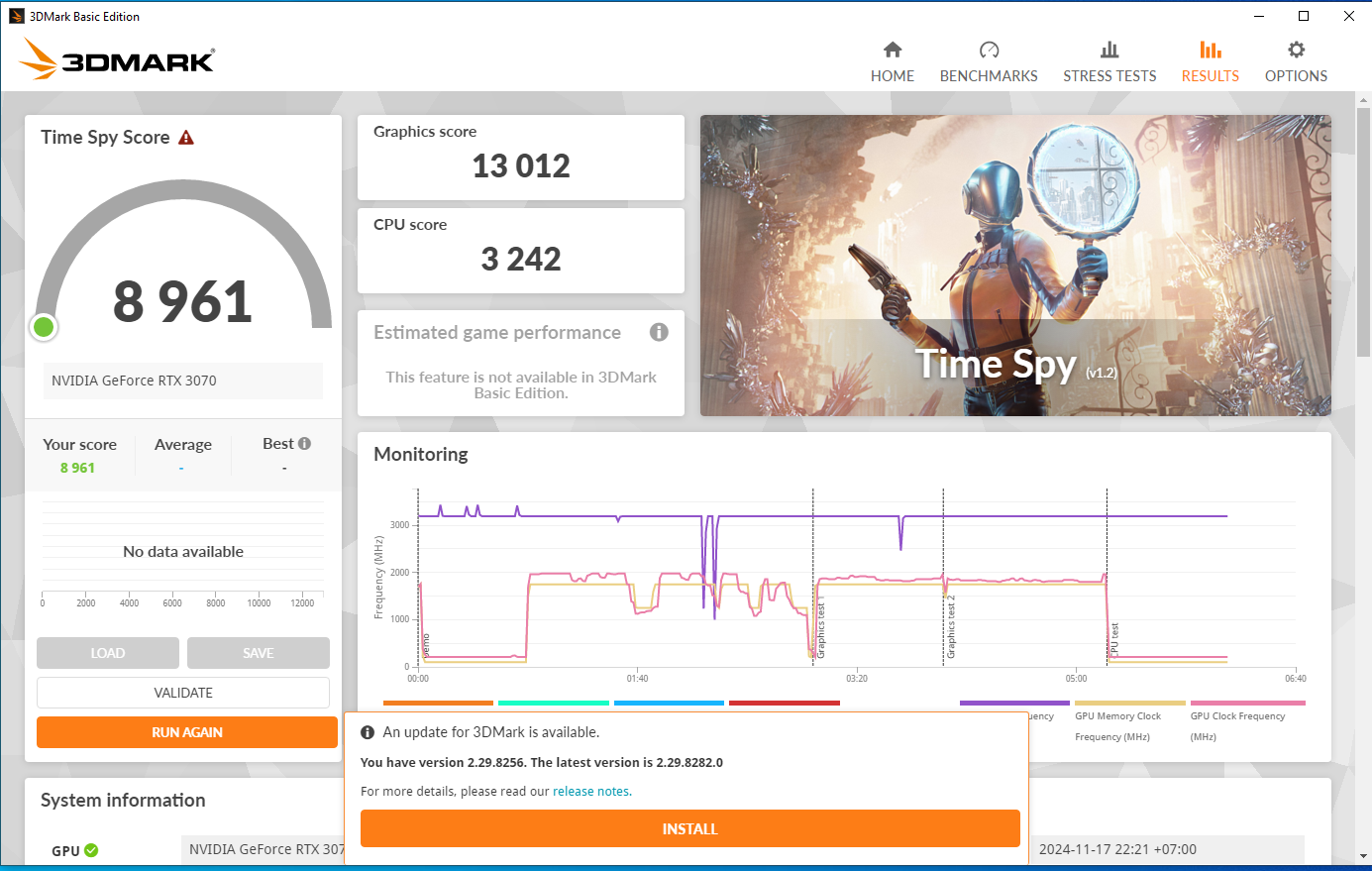 MSI Ventus 2X RTX 3070 8GB OC LHR GDDR6