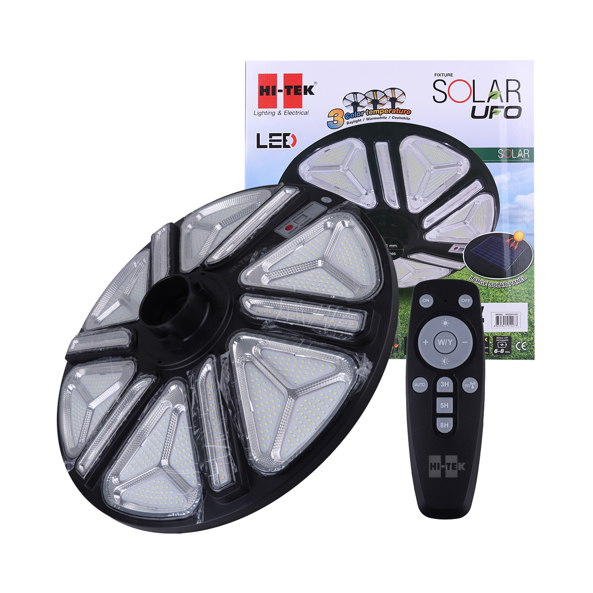HI-TEK โคมไฟสนามโซล่าเซลล์ UFO 1000 วัตต์ 3 แสง