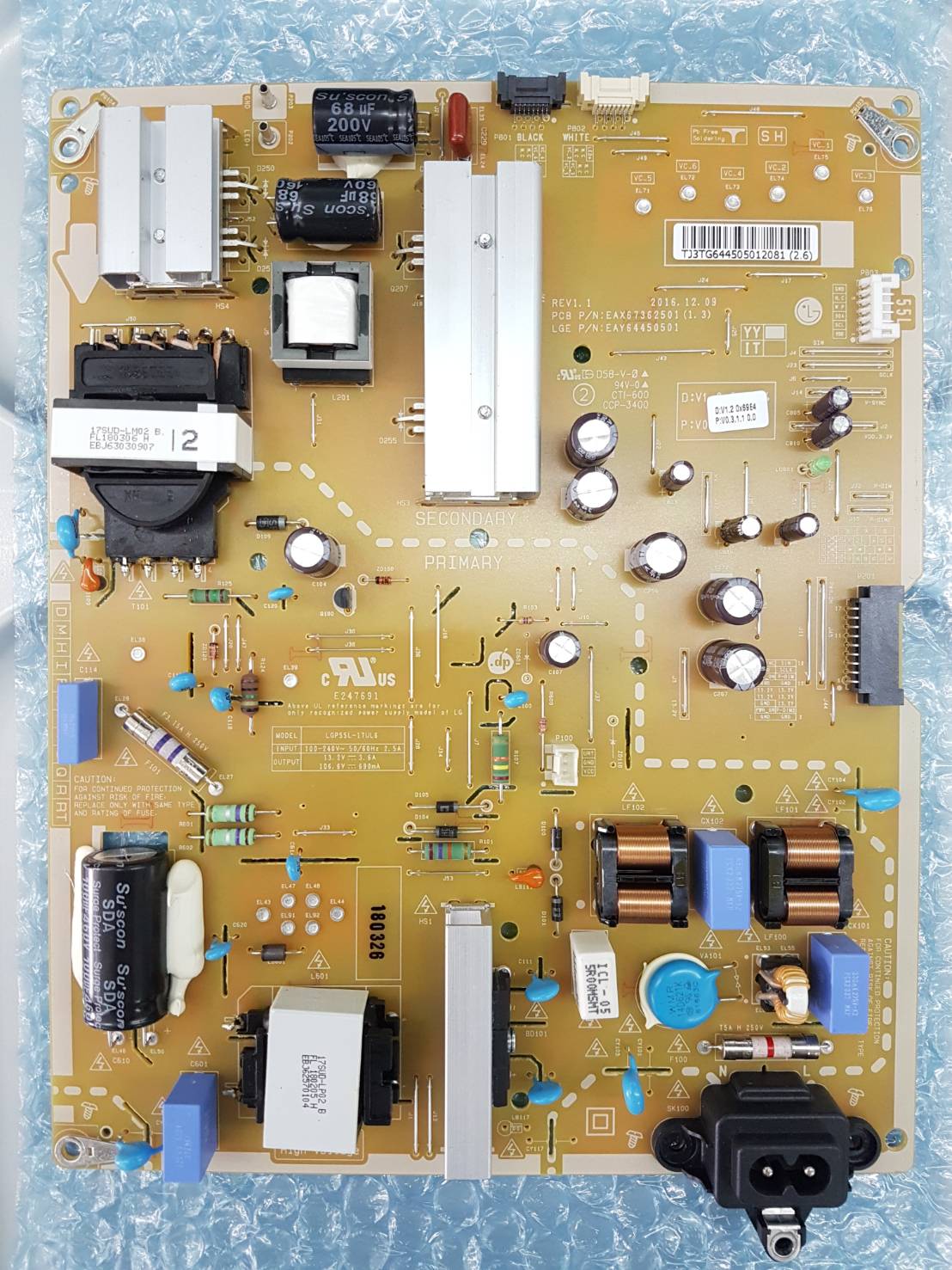 55UJ652T POWER SUPPLY ภาคจ่ายไฟถอดจากเครื่องใหม่