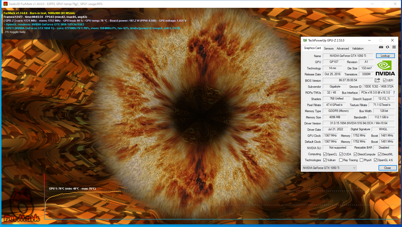 GIGABYTE GTX1050TI G1 GAMING 4G DDR5