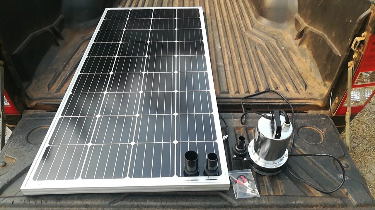 ชุดพร้อมใช้งาน ปั้มน้ำไดโว่ 12v + แผง150w แผงขนาด12-18v