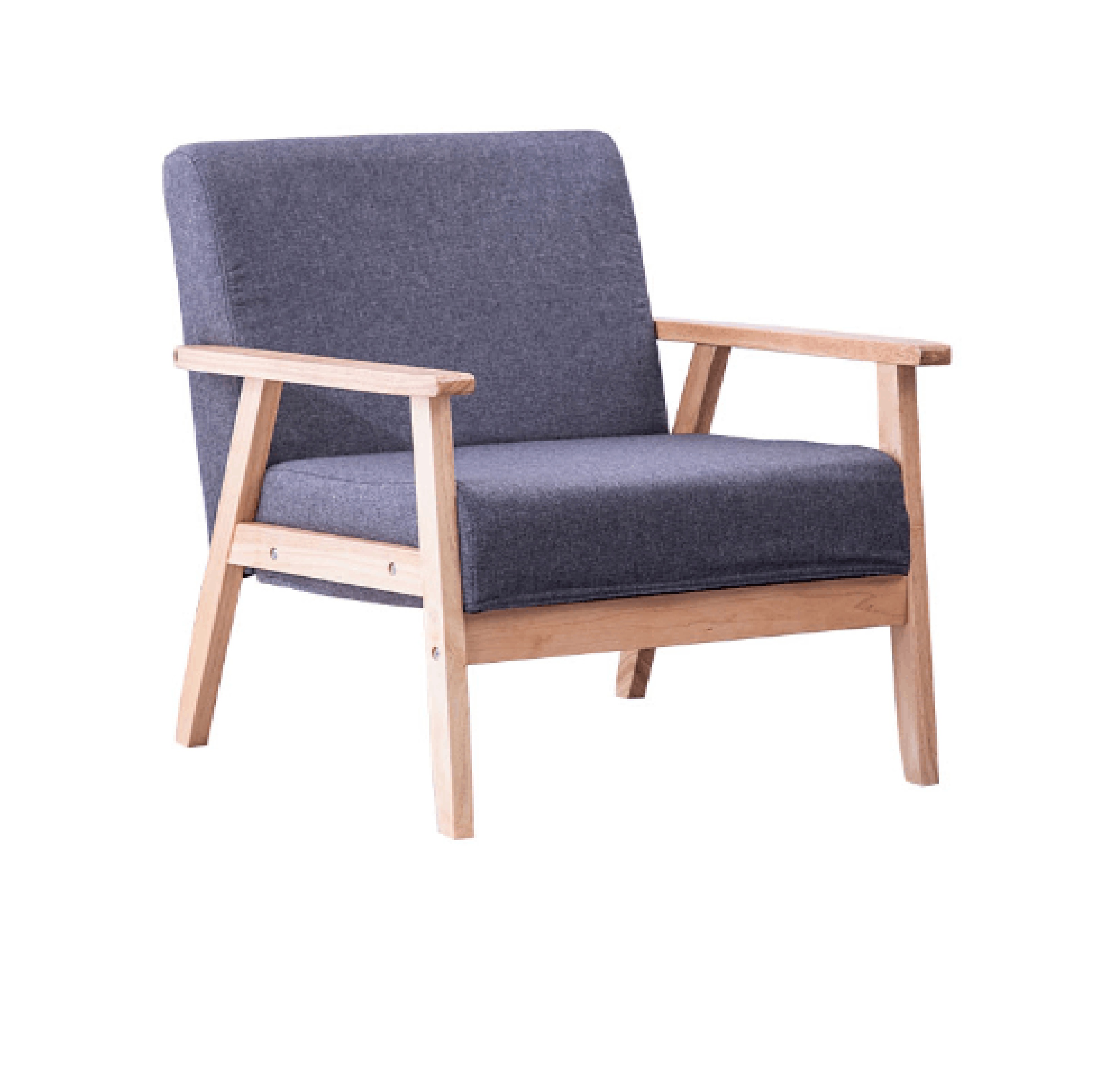 PULITO โซฟาผ้าขาไม้ที่นั่งเดี่ยว 65x65x71ซม. BONITO สีเทาเข้ม