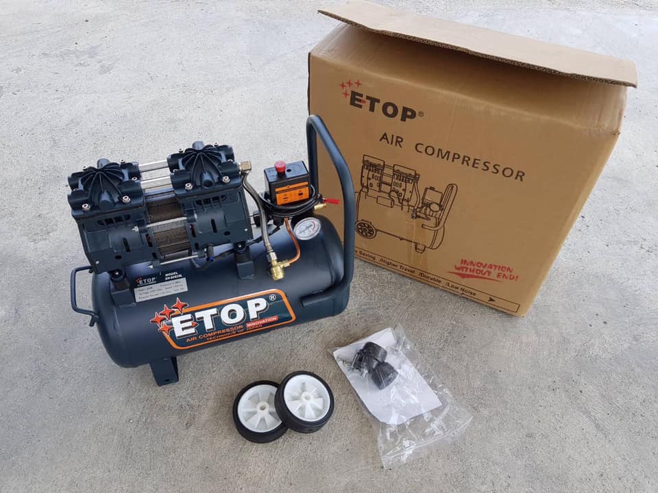 ปั๊มลม ETOP oil free 30 ลิตร รุ่นใหม่ สีดำ