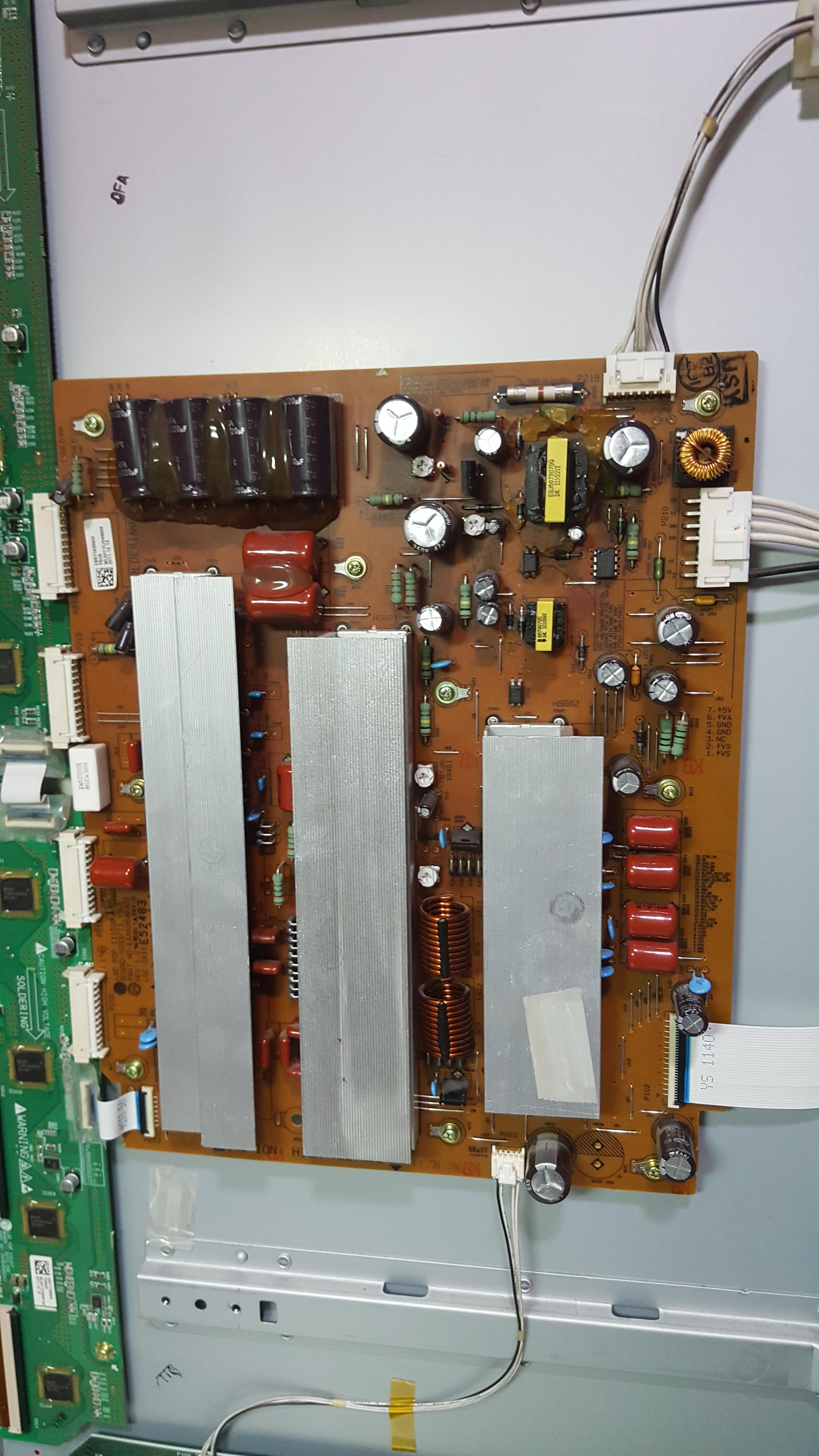 ซ่อมพลาสมาทีวี PLASMA-TV ยี่ห้อ LG รุ่น 50PT350R อาการเปิดไม่ติด ไม่มีภาพ ไม่มีเสียง