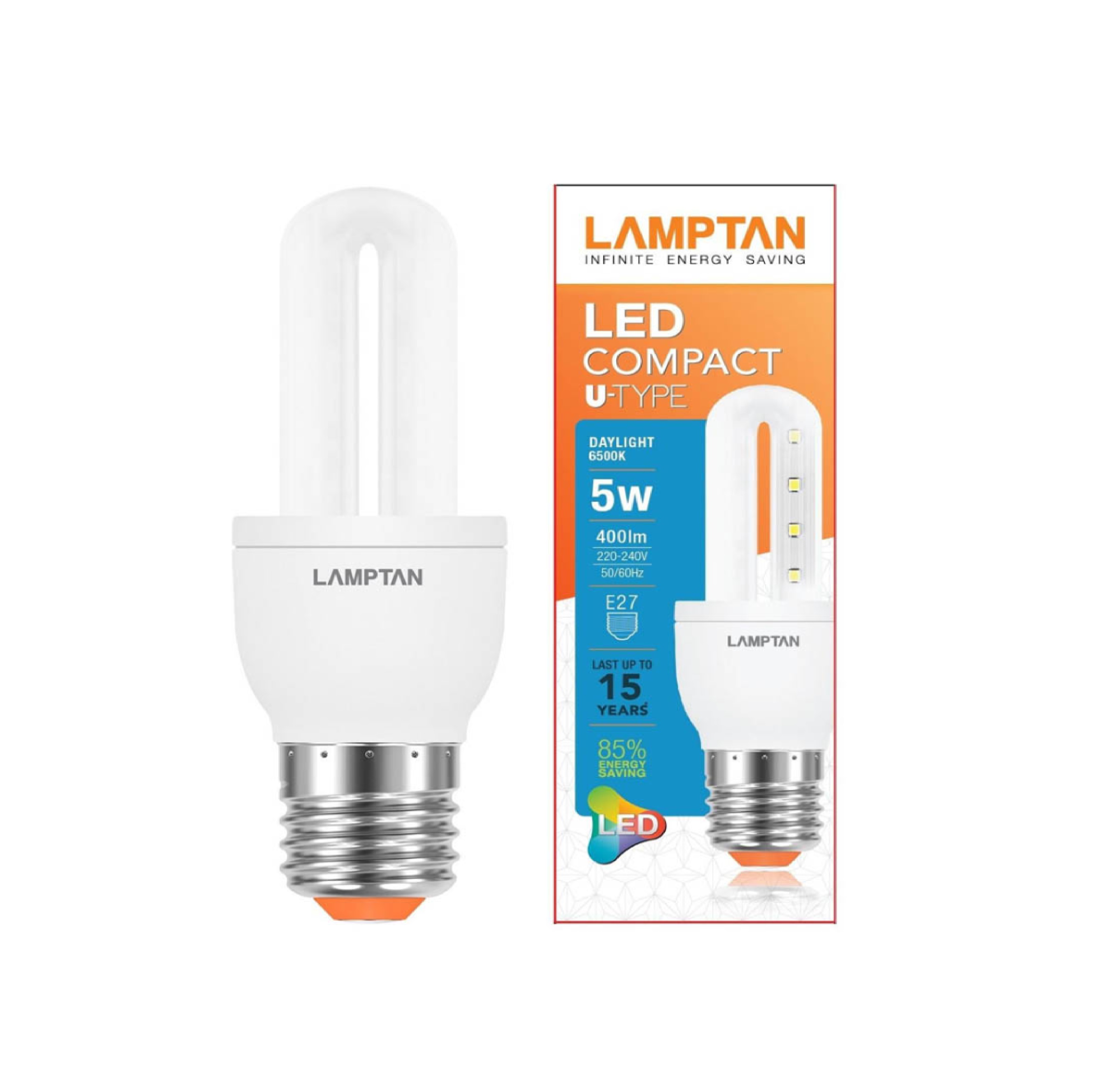 หลอด LED COMPACT U - TYPE 5W. แสงDL / WW LAMPTAN