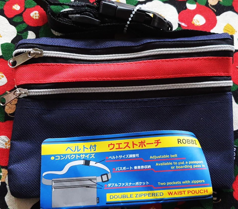ROBBI กระเป๋า คาดเอว 2 ซิป จากญี่ปุ่น Double Zippered waist pouch Size : 16.5 x 12 cm ใส่สบาย สายปรับได้ แข็งแรง