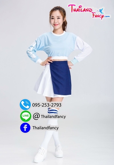 ชุดวงเกาหลี Cover Dance Cosplay ชุดวงเกิร์ลกรุ๊ป WJSN-Cosmic Girls ชุดเต้นแดนเซอร์ ชุดโคฟเวอร์แดนซ์เกาหลี ชุดเชียร์สีฟ้าขาว