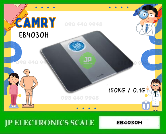 เครื่องชั่งน้ำหนักบุคคล150กิโลกรัม เครื่องชั่งน้ำดิจิตอล150กิโล เครื่องชั่งบุคคล150กิโล ตาชั่งน้ำหนักคน150กิโล เครื่องชั่งน้ำหนักคน 150kg ค่าละเอียด 100g ยี่ห้อ CAMRY รุ่น EB4030H และคำนวณค่า BMI ดัชนีมวลกาย