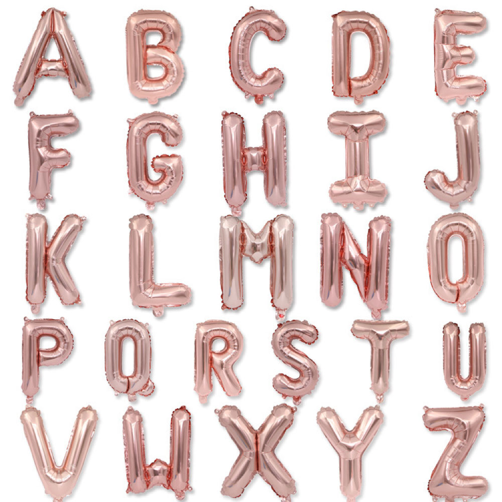 ลูกโป่งฟอยล์ตัวอักษร A-Z สีPink gold 16 นิ้ว