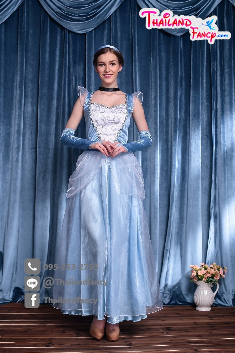ชุดแฟนซีซินเดอเรลล่า ชุดเจ้าหญิงดิสนีย์ ชุดการ์ตูน Cinderella Cosplay ชุดนิทาน ชุดเจ้าหญิงซินเดอเรลล่ารุ่นผ้ายืดสีฟ้าอ่อน