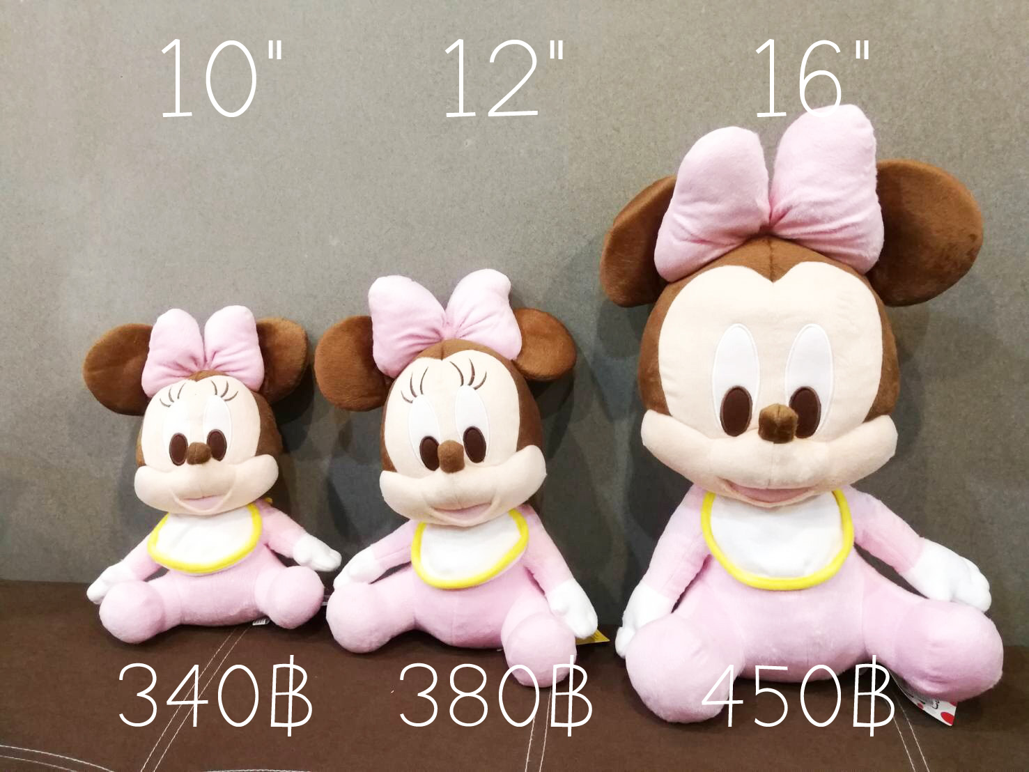 มินนี่เมาส์ เบบี้ ชุดผ้ากันเปื้อน 10", 12", 16"