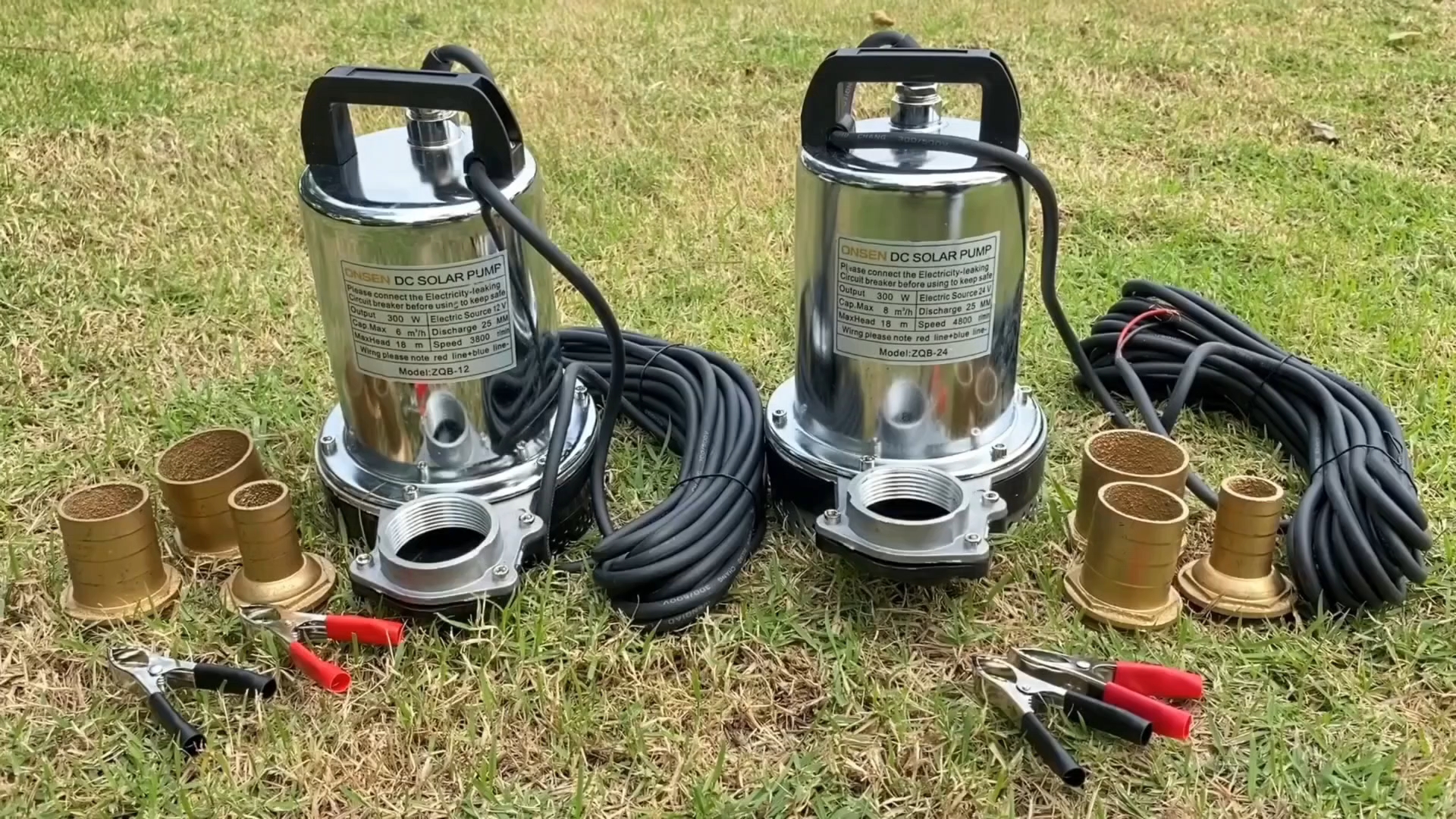 ไดโว่แสตนเลส Onsen 12V แถมตัวคีบแบต 1 คู่ และท่อเสริม 3 ขนาด ท่อเหลือง สายยาว 10 เมตร