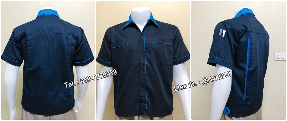 รหัส A40 : เสื้อช่างแขนสั้นแบบกรมกุ้นฟ้า