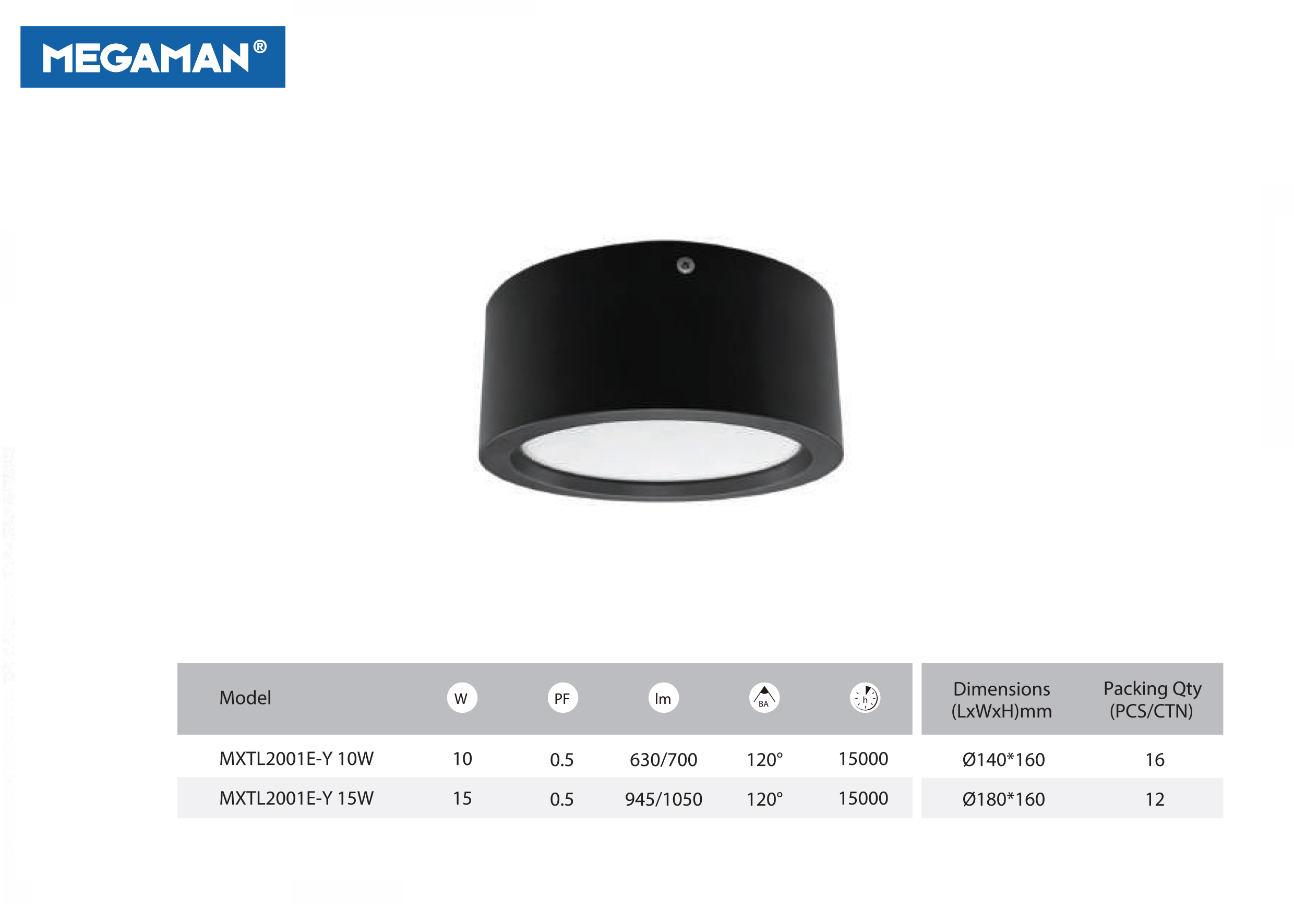 โคมไฟ DOWN LIGHT ติดลอย #MXTL2001E 10W,15W MEGAMAN