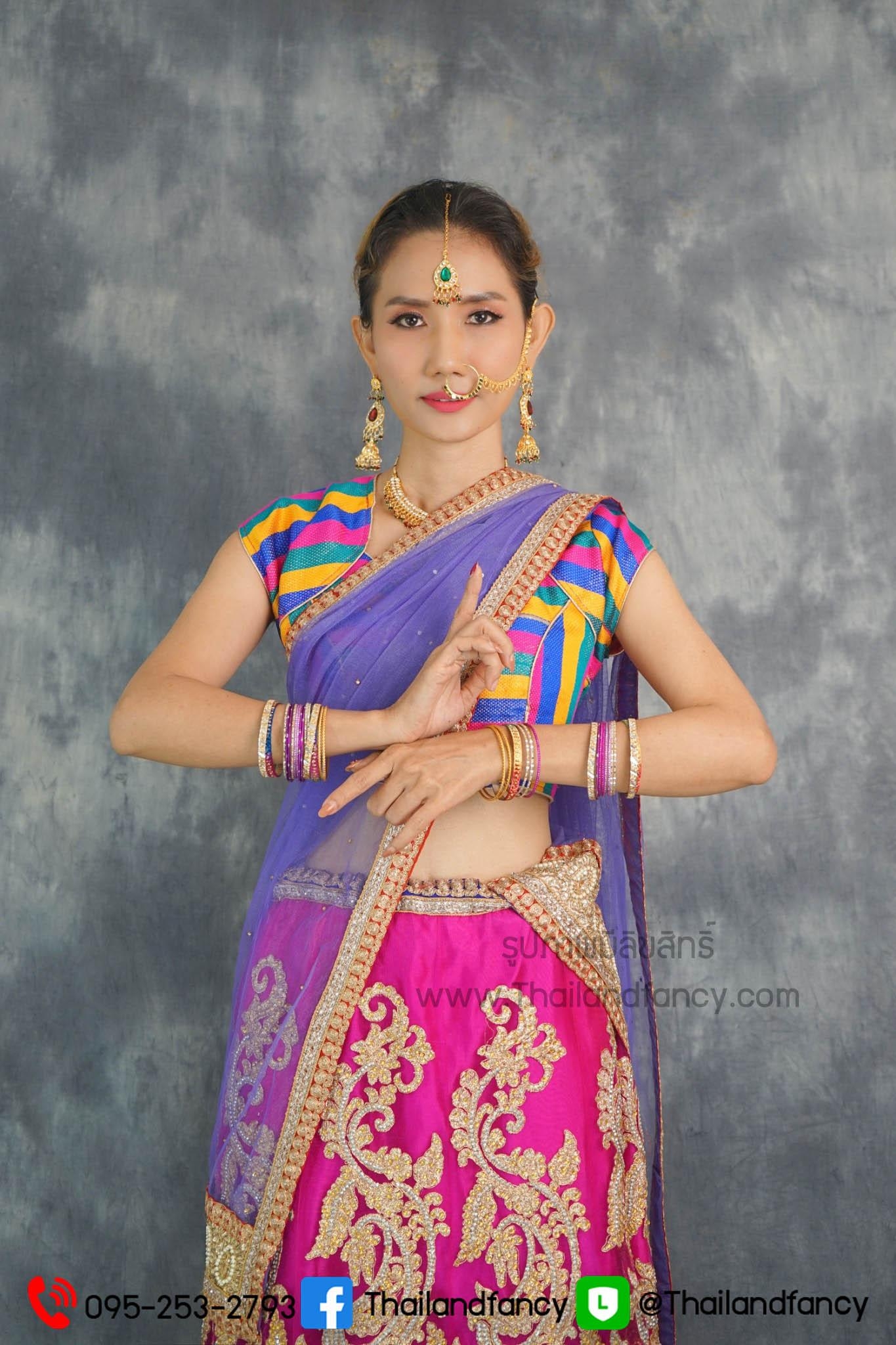 ชุดแฟนซีผู้หญิงสำหรับเช่า ชุดแขกอินเดียแฟนซี เช่าชุดภารตะผู้หญิง เช่าชุดส่าหรีแขกผู้หญิง เช่าชุดแขกหญิง ชุดแขกคังคุไบ ชุดเช่านานาชาติ ชุดแขกอินเดียผู้หญิงสีม่วง-ชมพูสด