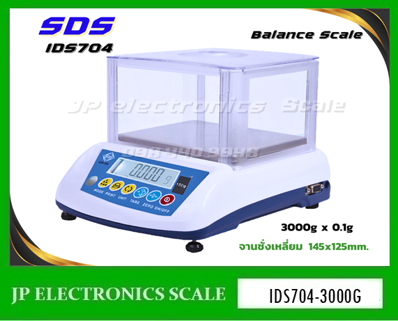 เครื่องชั่งละเอียดสูง3000g เครื่องชั่งดิจิตอล3000g เครื่องชั่งตั้งโต๊ะ3000g เครื่องชั่งทศนิยม เครื่องชั่ง1ตำแหน่ง ตาชั่ง3000g เครื่องชั่งอุตสาหกรรม3000g ละเอียด0.1g ยี่ห้อ SDS รุ่น IDS704-3000G จานชั่งสแตนเลส 145x125mm.