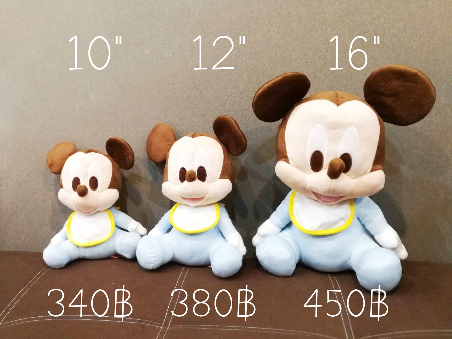 มิกกี้เมาส์ เบบี้ ชุดผ้ากันเปื้อน 10", 12", 16"