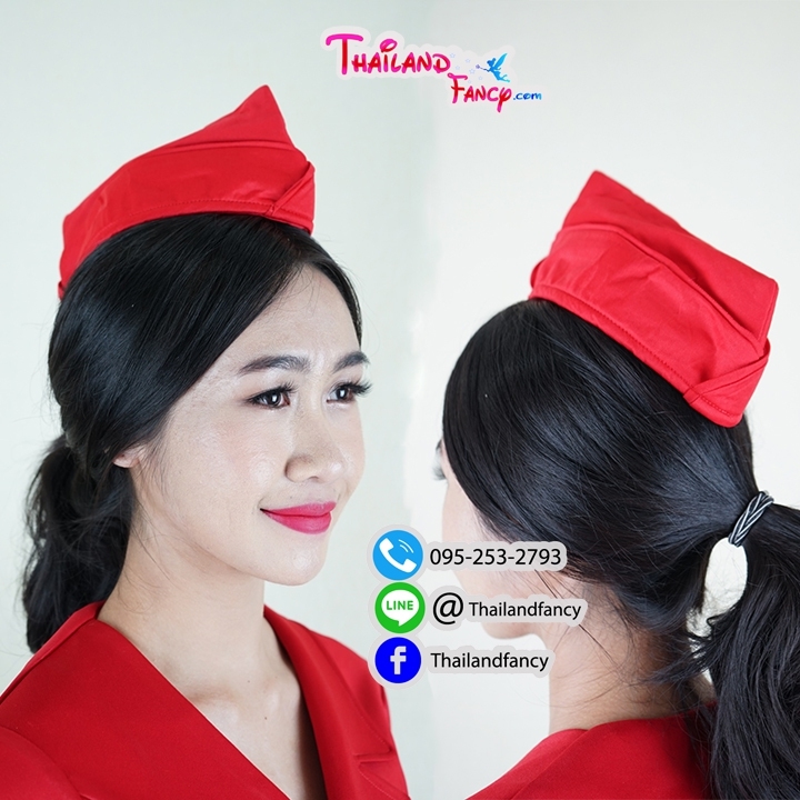 ชุดยูนิฟอร์ม Cosplay Air Hostess หมวกชุดสาวการบิน หมวกชุดแอร์โฮสเตท หมวกชุดแฟนซีสาวแอร์สีพื้น 3 สี กรมท่า ชมพู และแดง