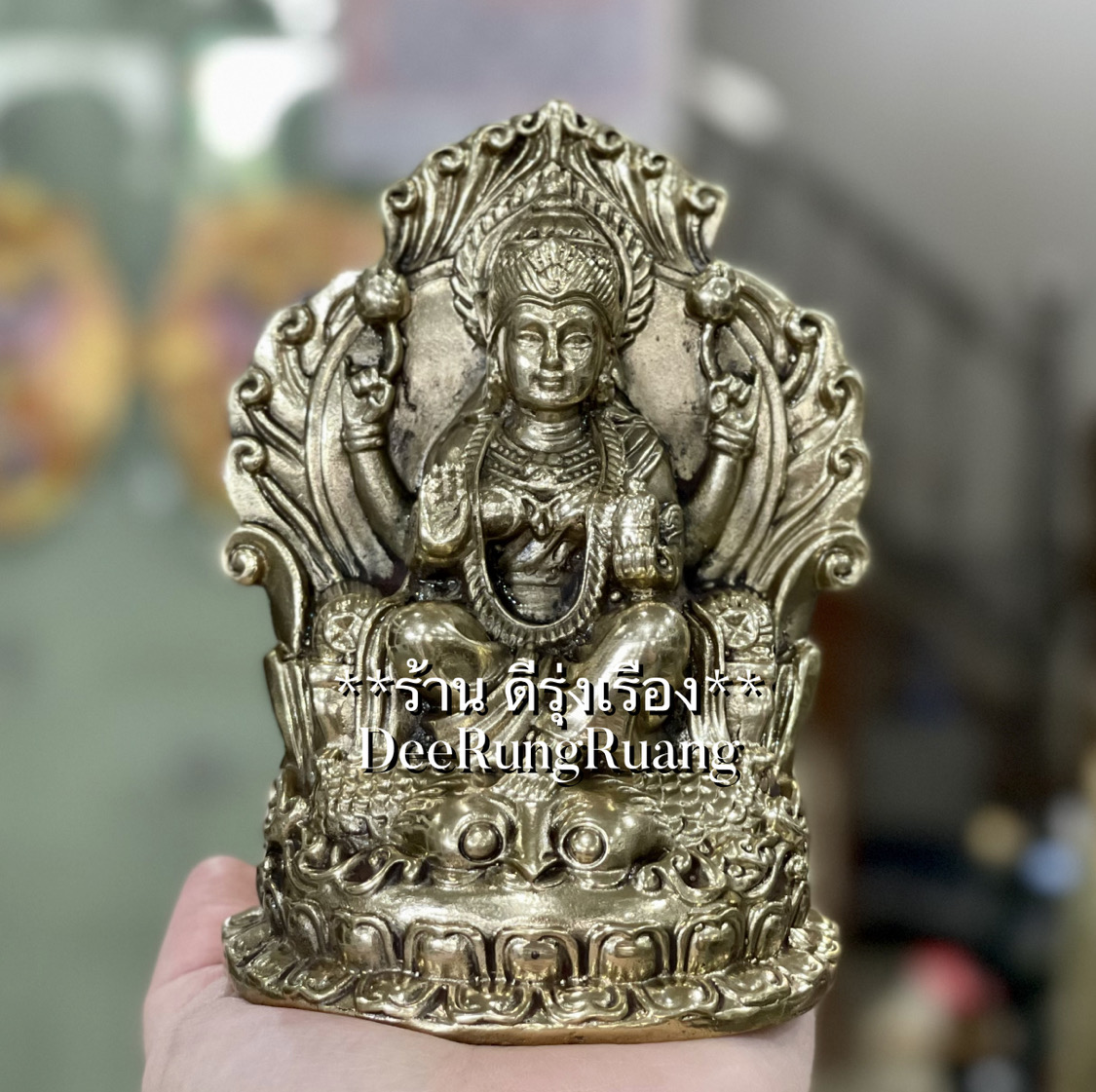 พระแม่ลักษมี ประทานพร ประทับบัลลังก์ (สูง 4.5 นิ้ว)