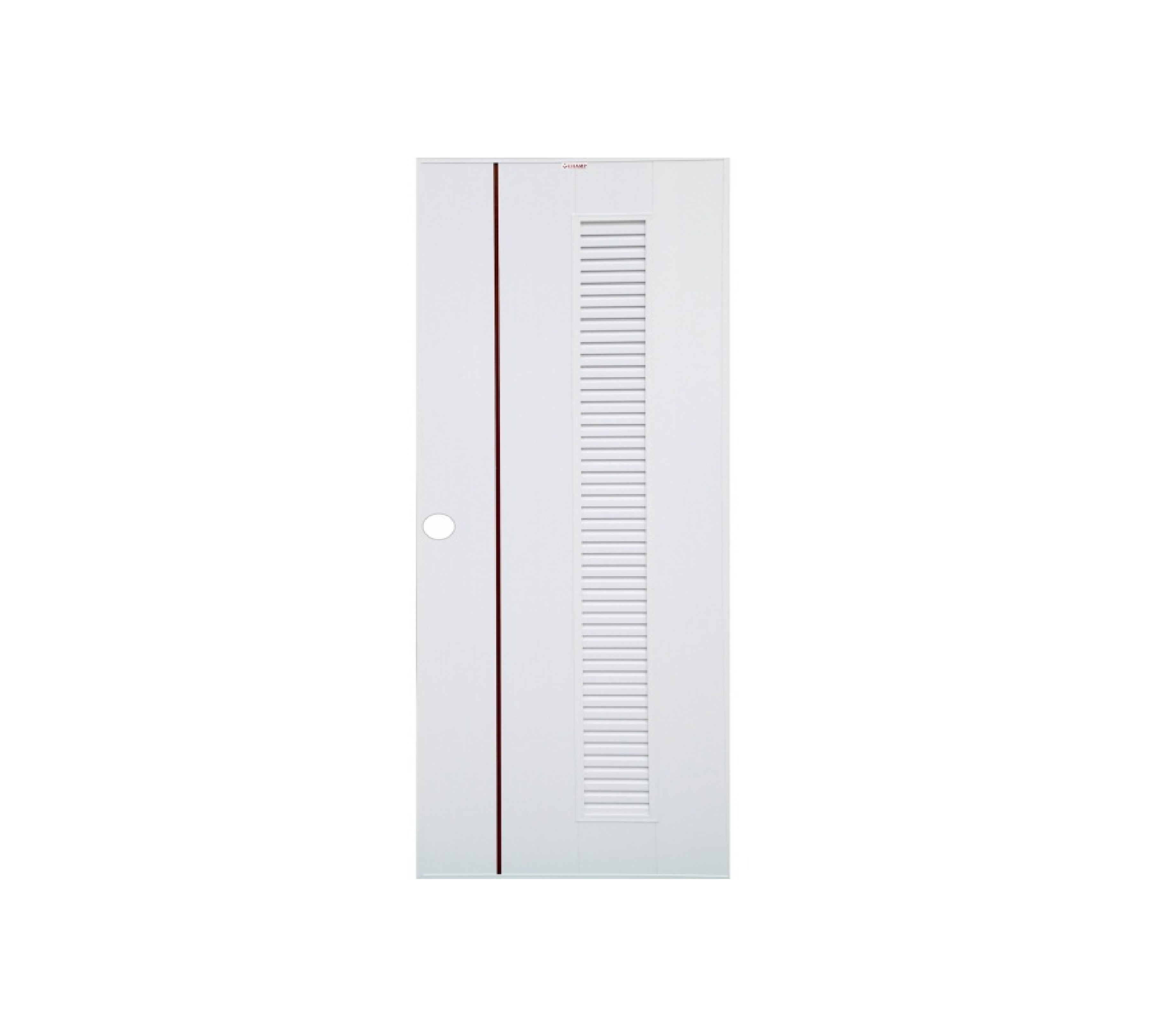 ประตู UPVC Idea-6 เกล็ดตลอดเซาะร่องโอ๊คแดง 70cm.x200cm. สีขาว (จ) CHAMP