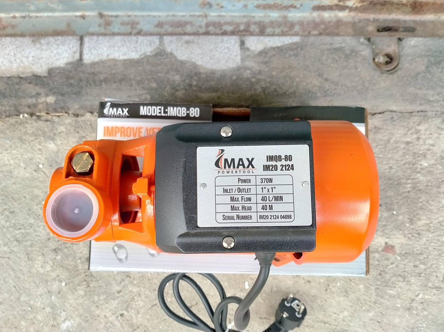 ปั๊มน้ำหอยโข่ง ขนาดท่อ 1 นิ้ว ยี่ห้อ IMAX รุ่น IMQB-80