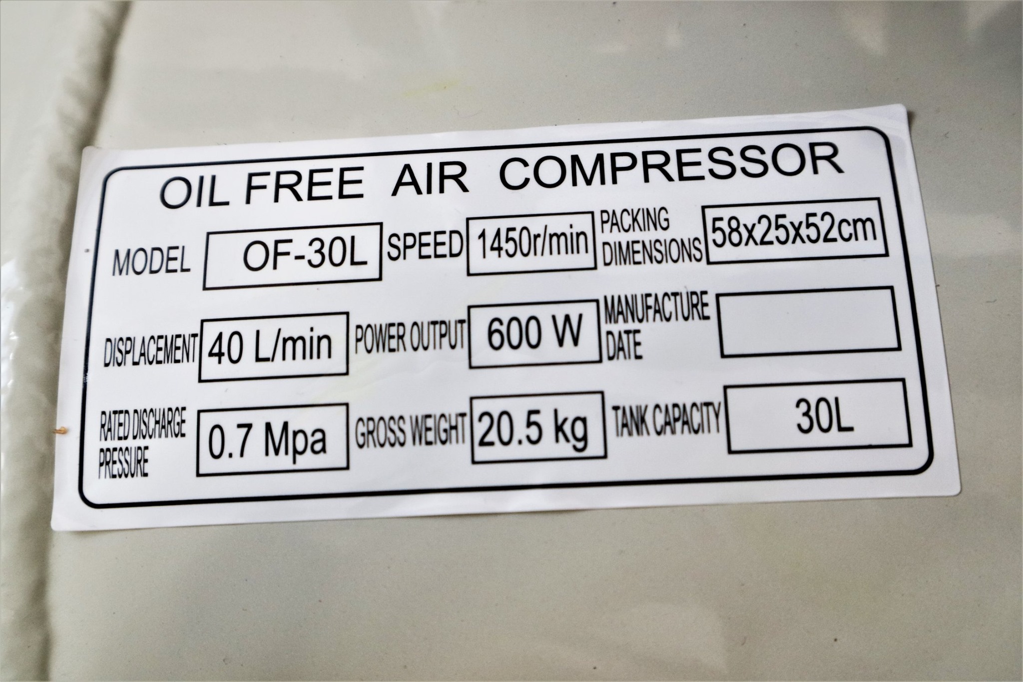 BERALA ปั้มลม 30ลิตร OF-30L ปั้มลม Oil Free