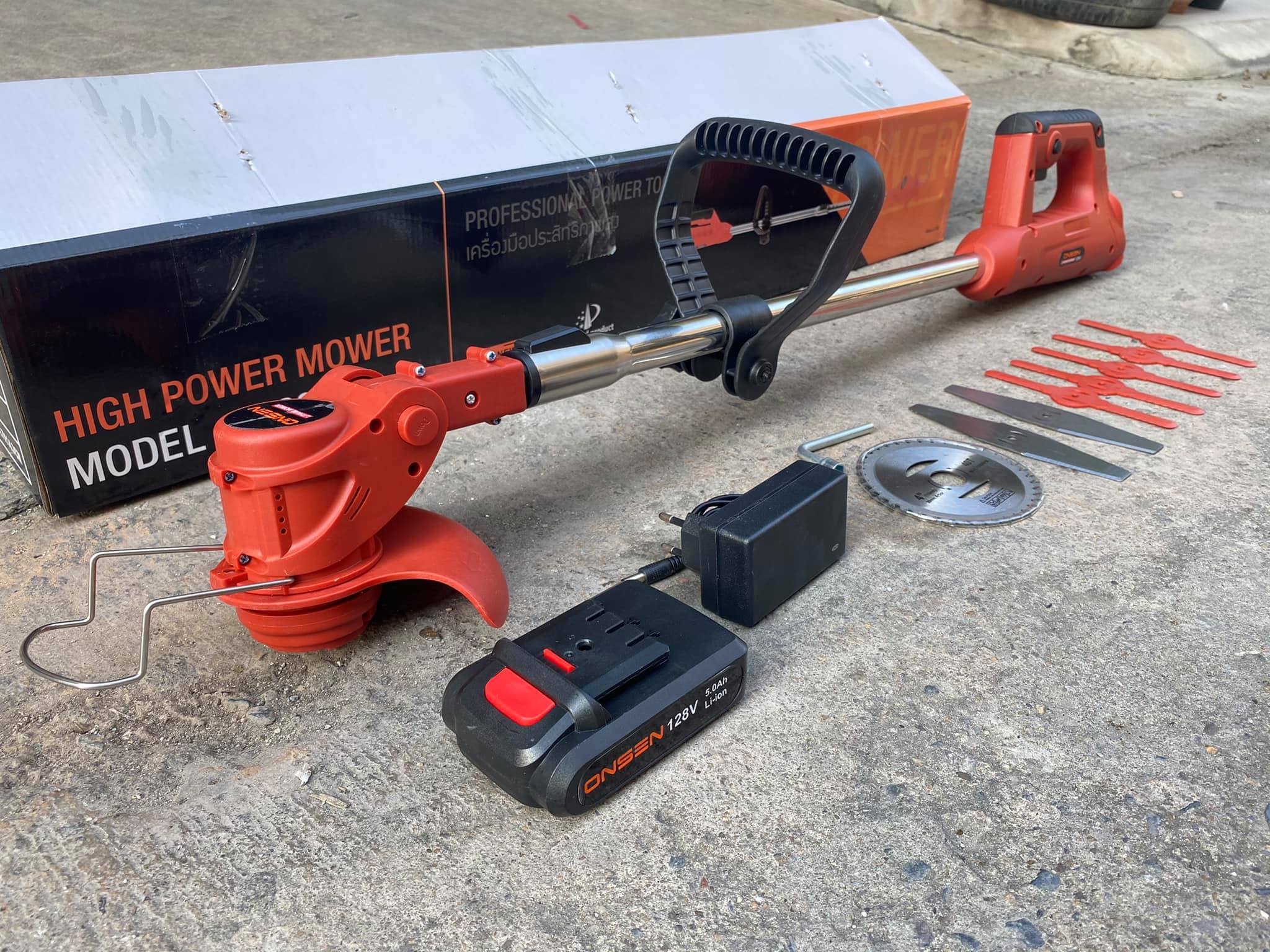 เครื่องตัดหญ้าแบต Onsen 128V แถมใบตัดรวม 8 ใบ