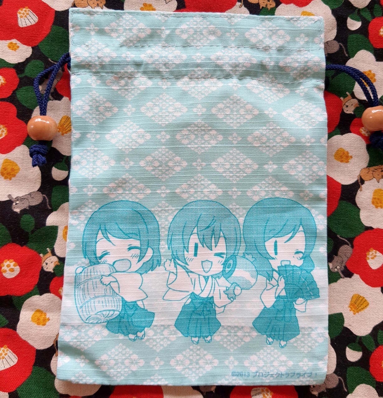 ถุงผ้าหูรูด กระเป๋าหูรูด Edosouchinjyu Kandamyoujin จากญี่ปุ่น Size : 15 x 21.5 cm