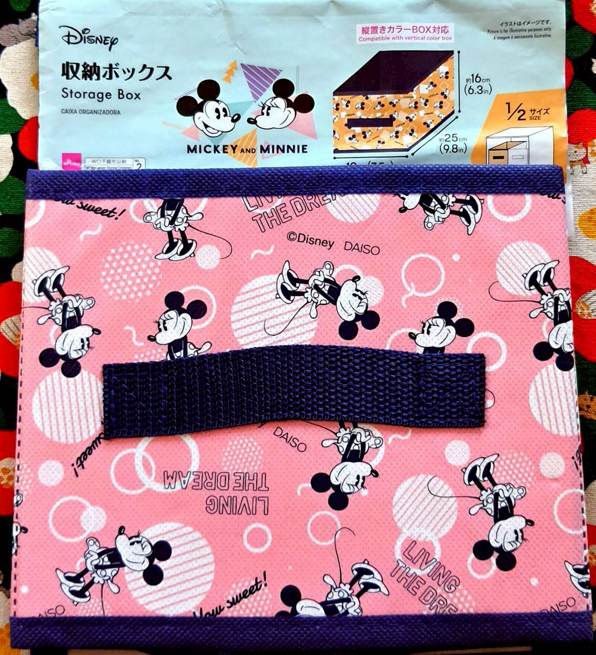 กล่อง ใส่ของ พับเก็บ ได้ มิกกี้เม้าส์ มินนี่เม้าส์ จากญี่ปุ่น Size : 25 x 19 x 16 cm