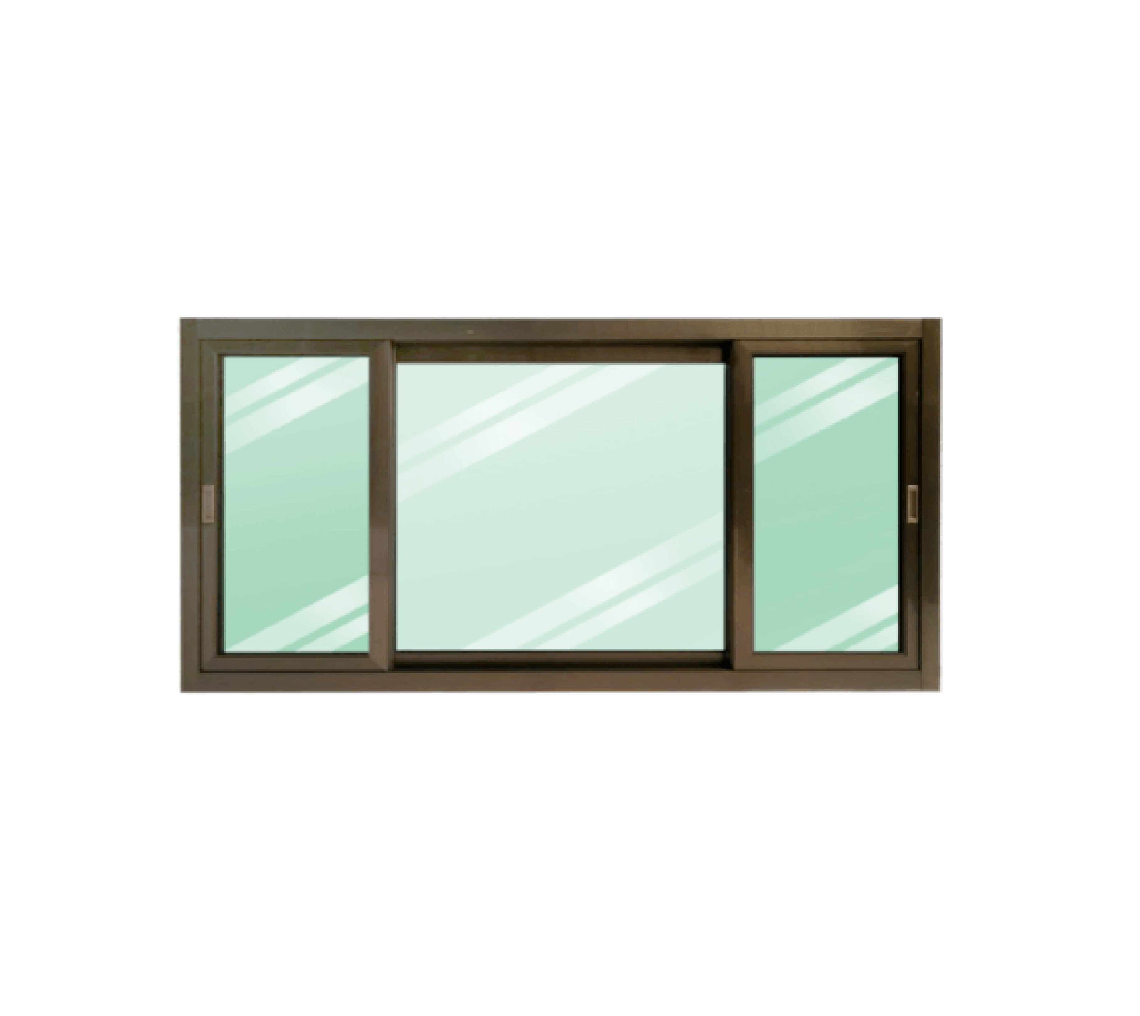 WELLINGTAN หน้าต่างอะลูมิเนียม บานเลื่อน SFS(D) CGW1810-3P 180x100ซม. สีแชมเปญ