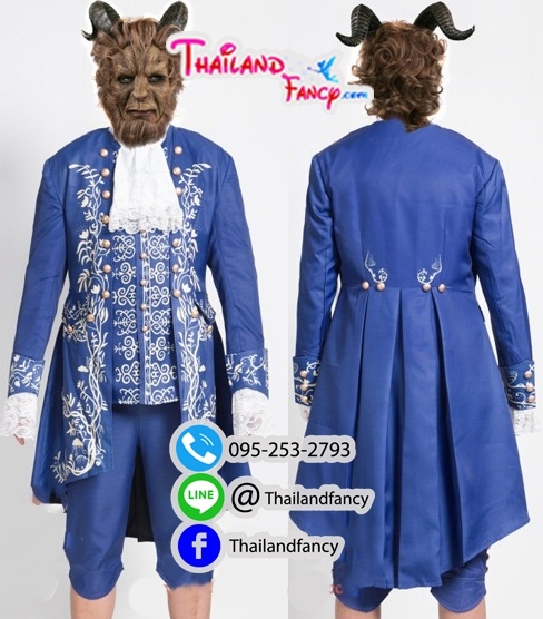 ชุดเช่าแฟนซีผู้ชาย เจ้าชายอสูรผู้ใหญ่ Beauty and The Beast Costume ชุดเจ้าชายเทพนิยาย ชุดเจ้าชายดิสนีย์ ชุดคอสเพลย์ การ์ตูนผู้ชายเจ้าชายอสูรพร้อมหน้ากากเขา