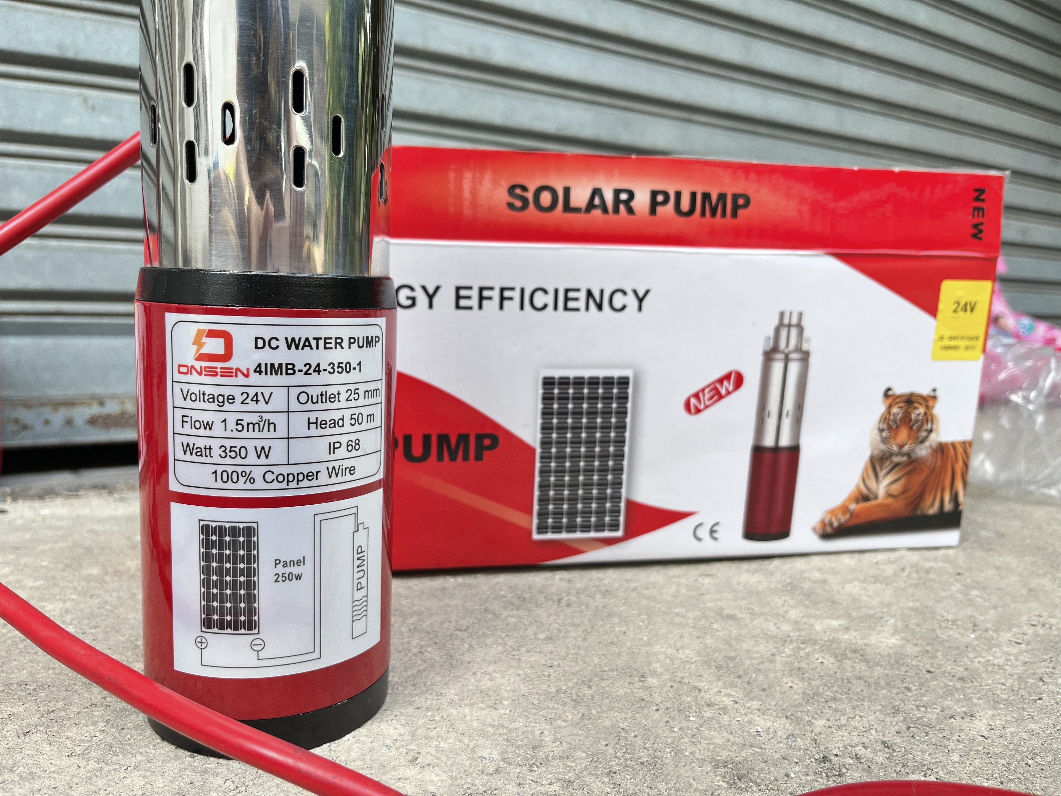 ปั๊มน้ำบาดาล DC 24V 1 นิ้ว ยี่ห้อ ONSEN ลงท่อ 3 นิ้ว ขึ้นไป