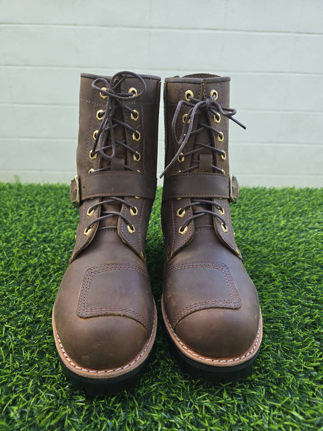 รองเท้าขี่มอเตอร์ไซด์หนังแท้ สไตล์คลาสสิค รุ่น Moto-05(Fatboy) สีสนิม