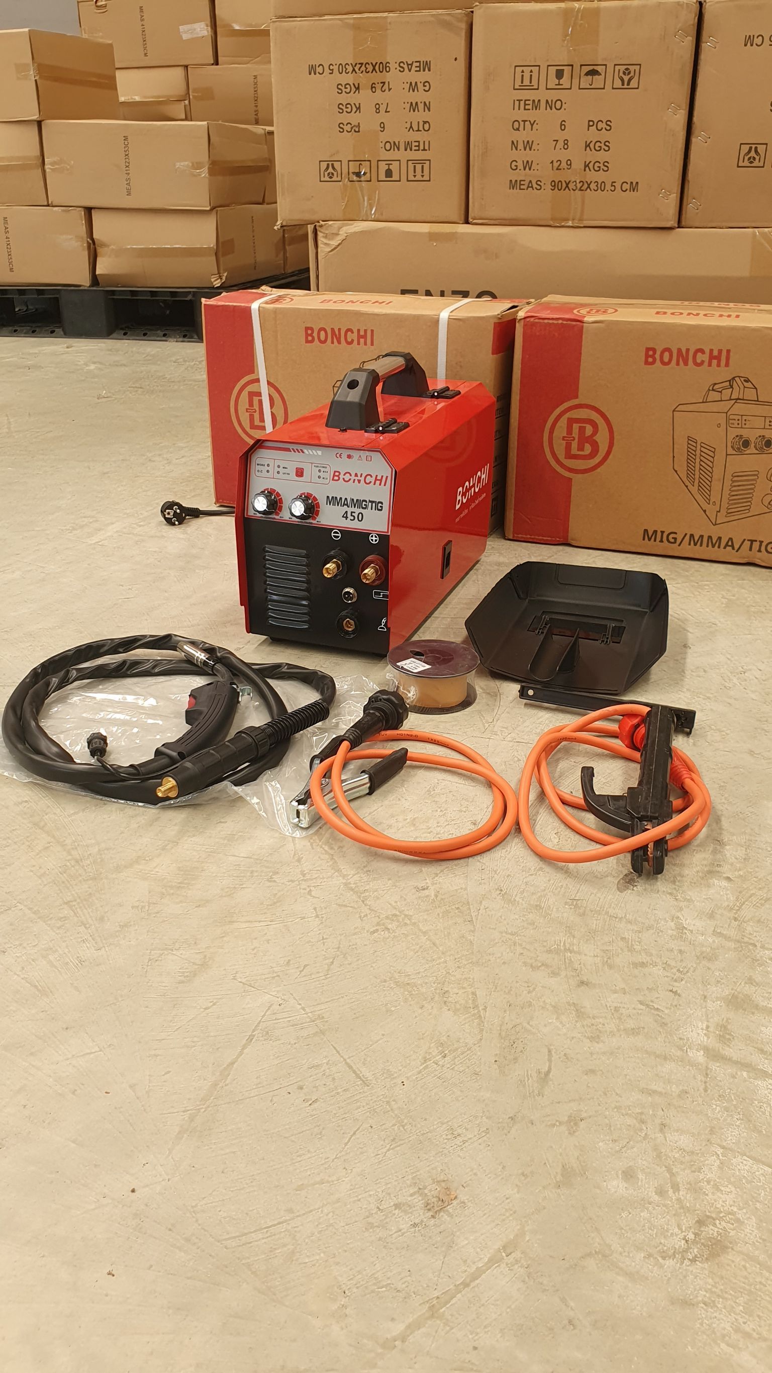 ตู้เชื่อมไฟฟ้า 3 ระบบ BONCHI 3 แบบ MIG/MMA/TIG ขนาด 450A แถมลวดฟลักซ์คอร์ 1 กิโล