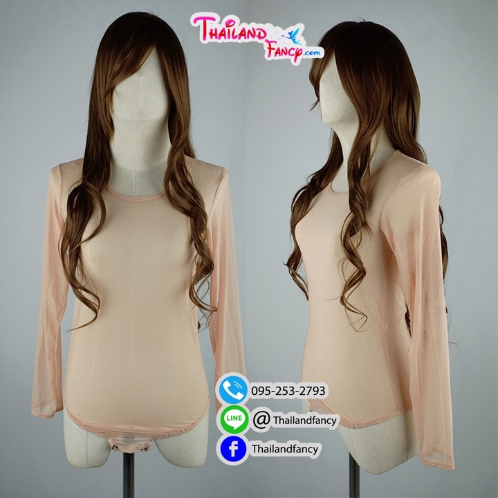 ชุดแต่งแฟนซี ชุดบอดี้สูทซีทรู Body Suit Stocking ชุดกันโป๊ ชุดเสื้อซับใน ชุดบอดี้สูทเนื้อตาข่ายจิ๋วยืด4ด้าน สีเนื้อเข้ม