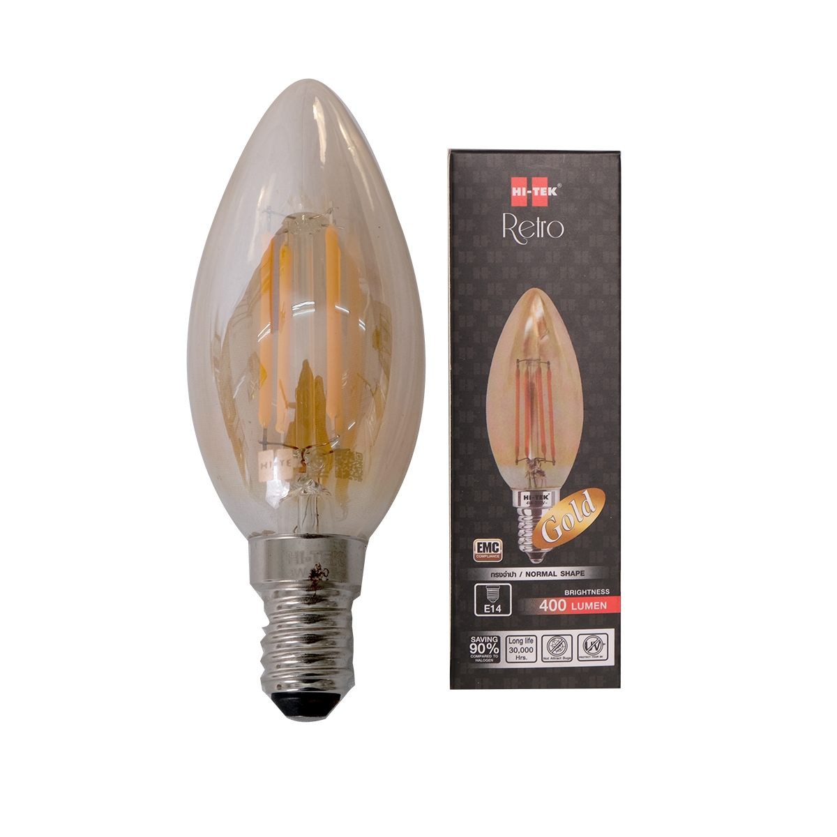 HI-TEK หลอดไฟ ทรงจำปา LED E14 4 วัตต์ รุ่น RETRO