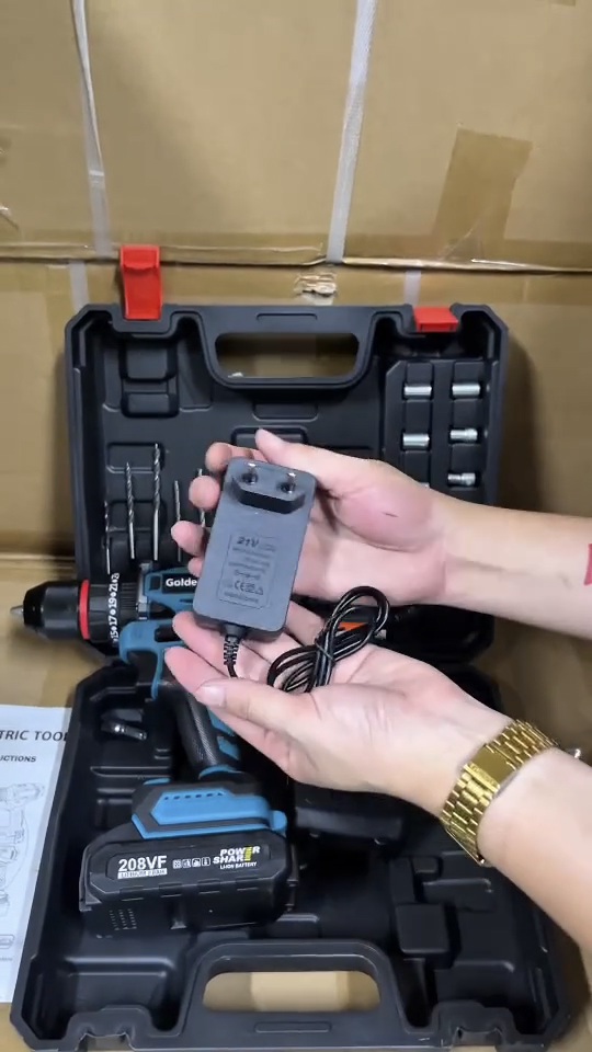 สว่านแบตกระแทก 3 ระบบ บัสเลส หัวเหล็ก ยี่ห้อ GOLDEN รุ่น 208Vf