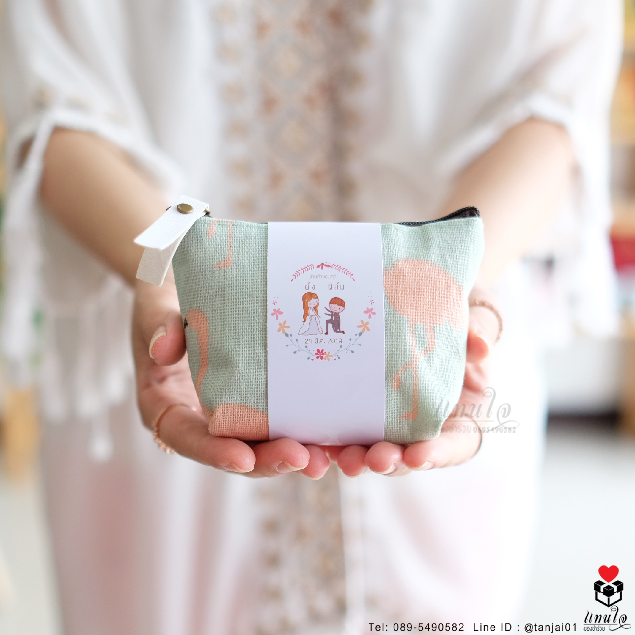 ของชำร่วยกระเป๋าผ้า กระเป๋าใส่เหรียญ กระเป๋าเก็บเหรียญน่ารัก ลายสัตว์น่ารัก ลายหมี สีพาสเทล ใช้งานได้จริง 06