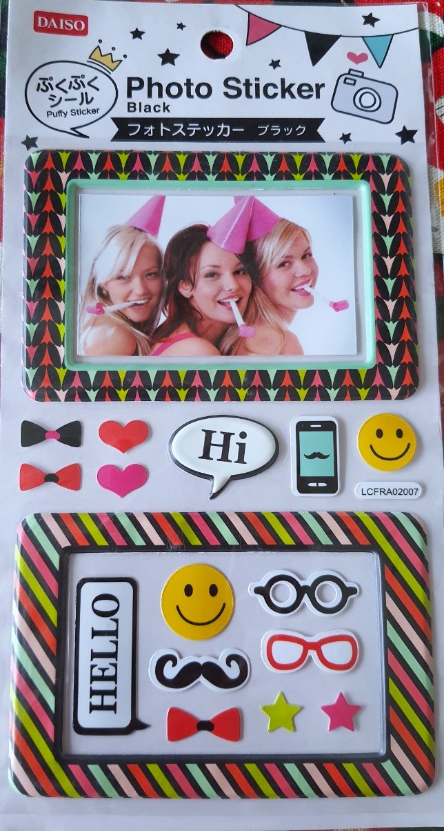 Photo Sticker Black Puffy Sticker สติ๊กเกอร์ตกแต่งรูปภาพ จากญี่ปุ่น Size กรอบ สี่เหลี่ยม : 9 x 6 cm