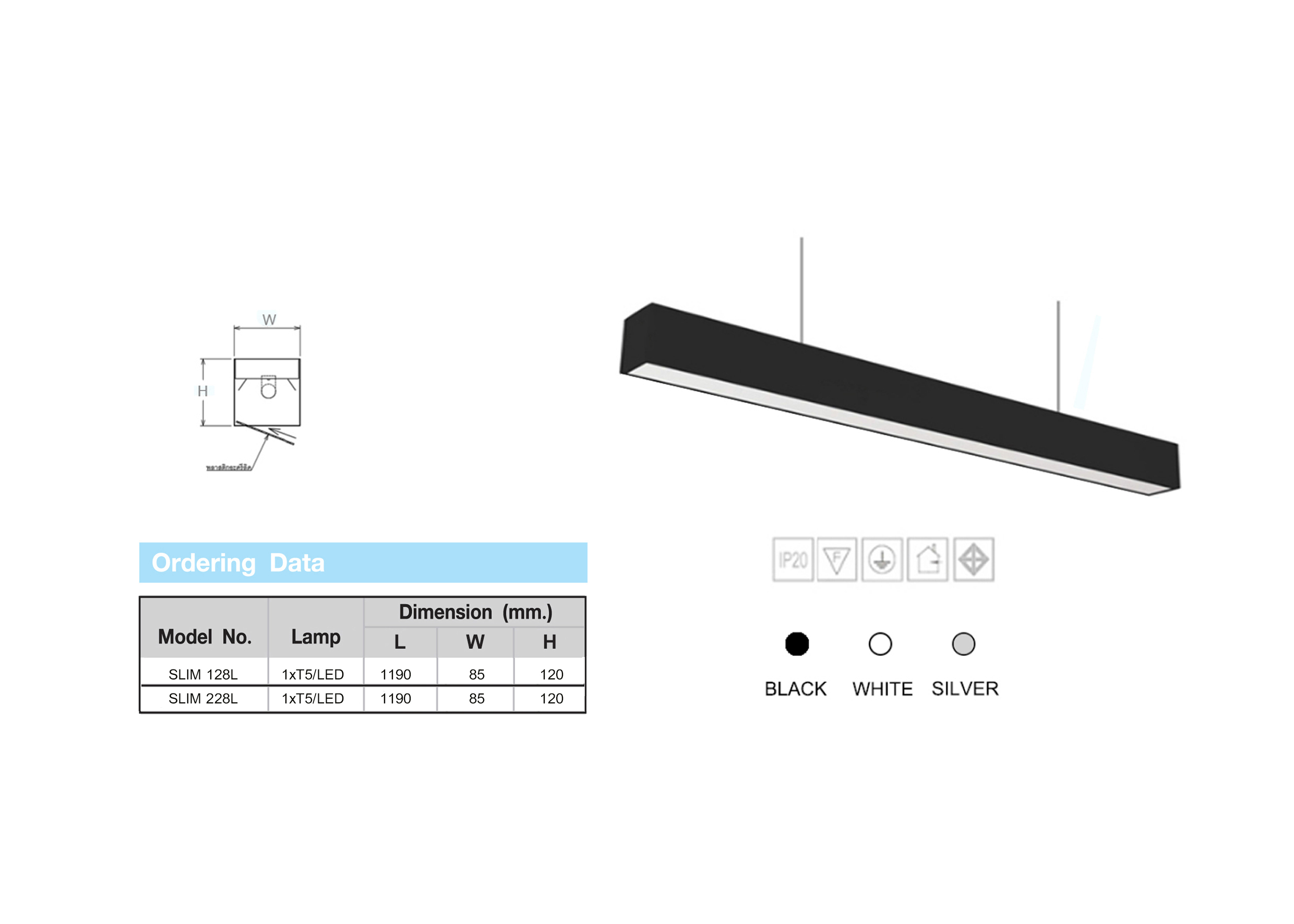 โคมไฟแขวนสลิง ชุดนิออน LED T5