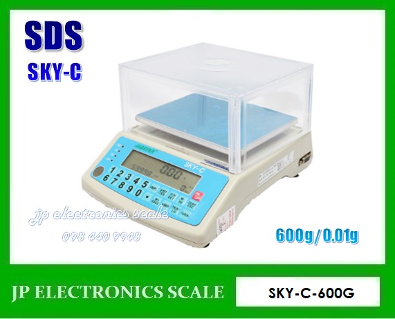 เครื่องชั่งนับจำนวน600g เครื่องชั่งนับชิ้นงาน600g เครื่องชั่งคุณภาพสูง600กรัม เครื่องชั่งน้ำหนัก600กรัม ตาชั่งละเอียดสูง600กรัม ค่าละเอียด 0.01กรัม ยี่ห้อ SDS รุ่น SKY-C จานชั่งแสตนเลสขนาด 146x125mm.