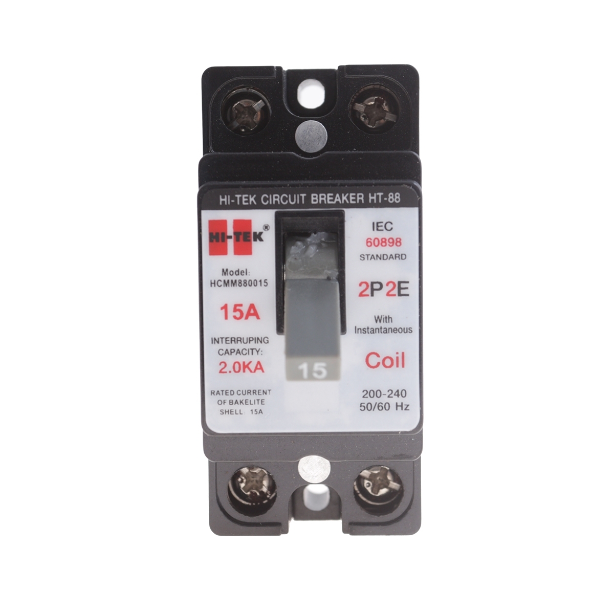 HI-TEK เบรกเกอร์ 2P 15A รุ่น HT88 สีดำ