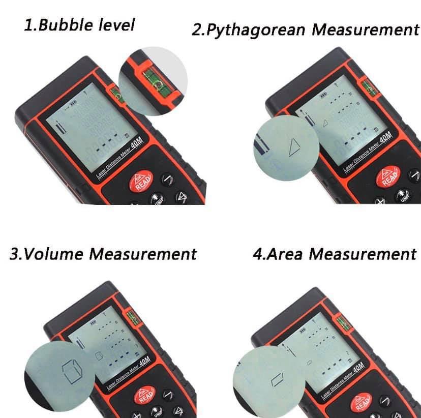 เลเซอร์วัดระยะ 40 เมตร มีวัดระดับน้ำในตัว