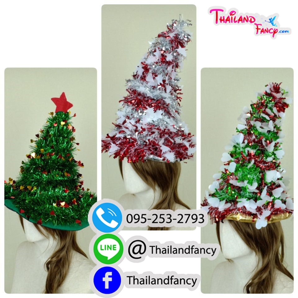 อุปกรณ์คริสต์มาส อุปกรณ์แฟนซี หมวกแฟนซี หมวกปาร์ตี้ปีใหม่ หมวกแซนตี้ หมวกซานตาครอส หมวกคริสต์มาสขนวิ๊งค์ 3 แบบ