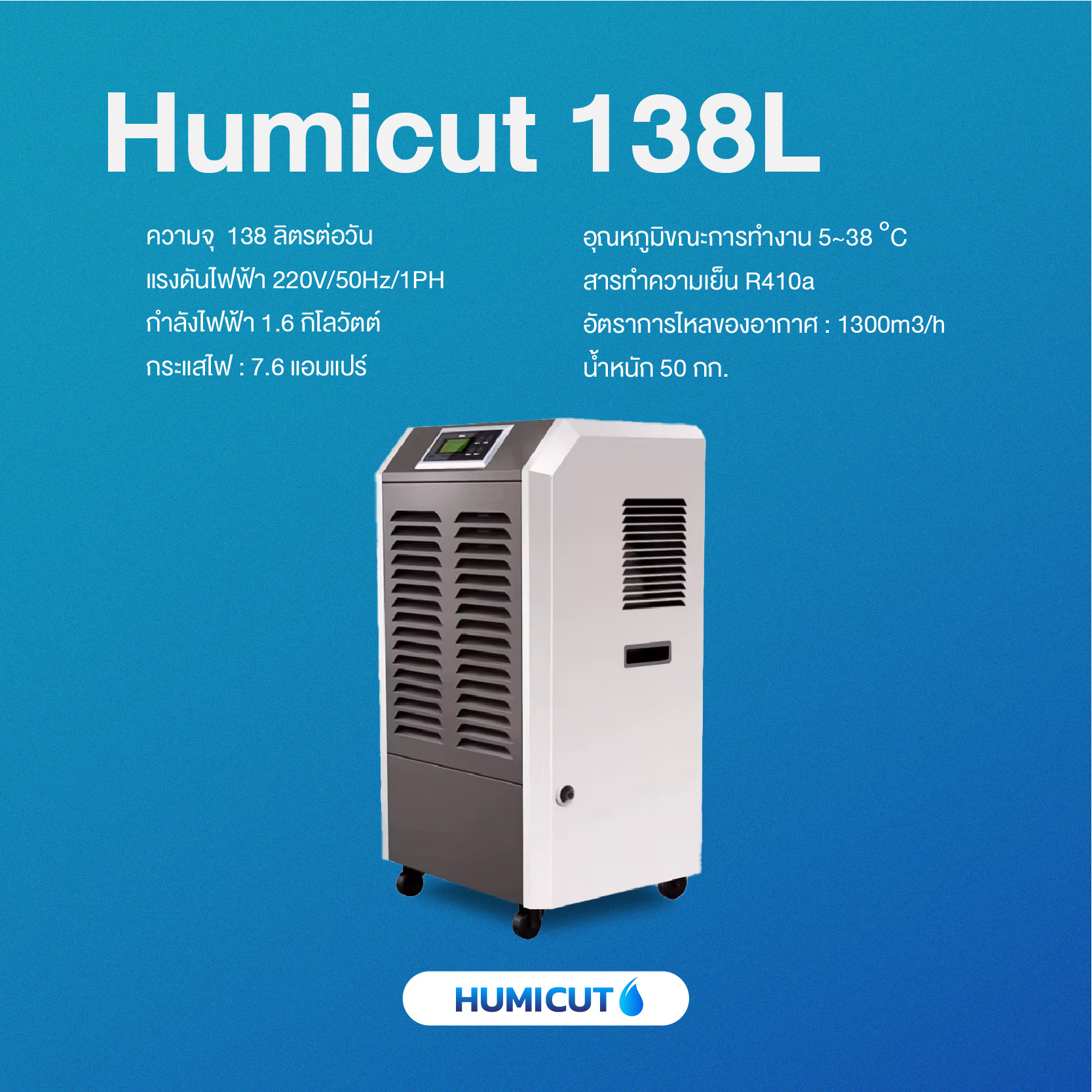 HUMICUT เครื่องลดความชื้นอุตสาหกรรม รุ่น Humicut 138L
