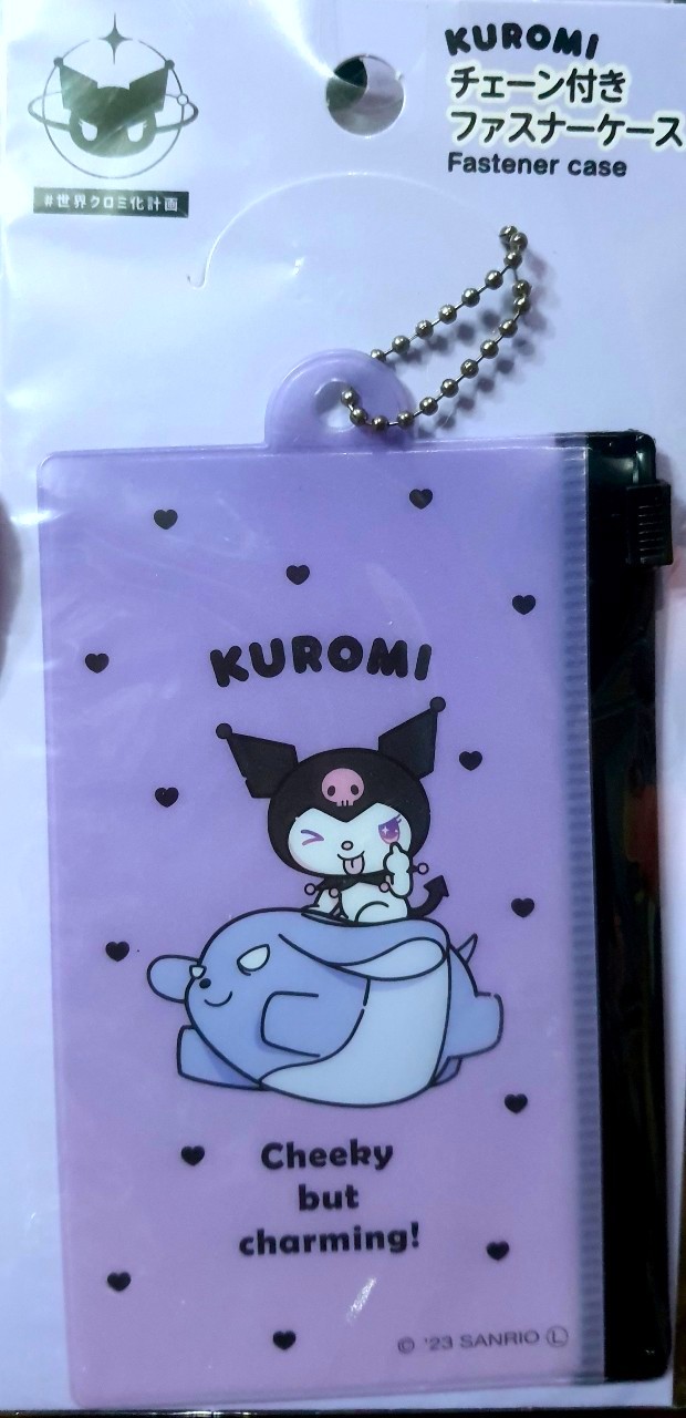 ของแท้จากญี่ปุ่น พวงกุญแจ คุโรมิ Kuromi ซิปล็อค ใส่ของ พกพา Sanrio Size : 8 x 13 cm