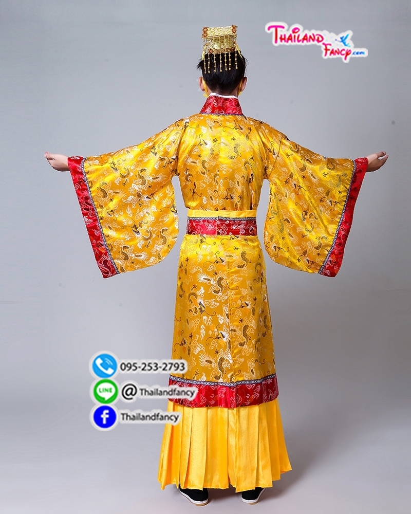 ชุดหนังจิ๋นซีฮ่องเต้ ชุดเช่าแฟนซีผู้ชาย ชุดจีนโบราณ ชุดจักรพรรดิจีน ชุดราชวงศ์หนังจีน เช่าชุดจีนผู้ชาย ชุดท่านอ๋อง องค์รัชทายาทสีเหลือง
