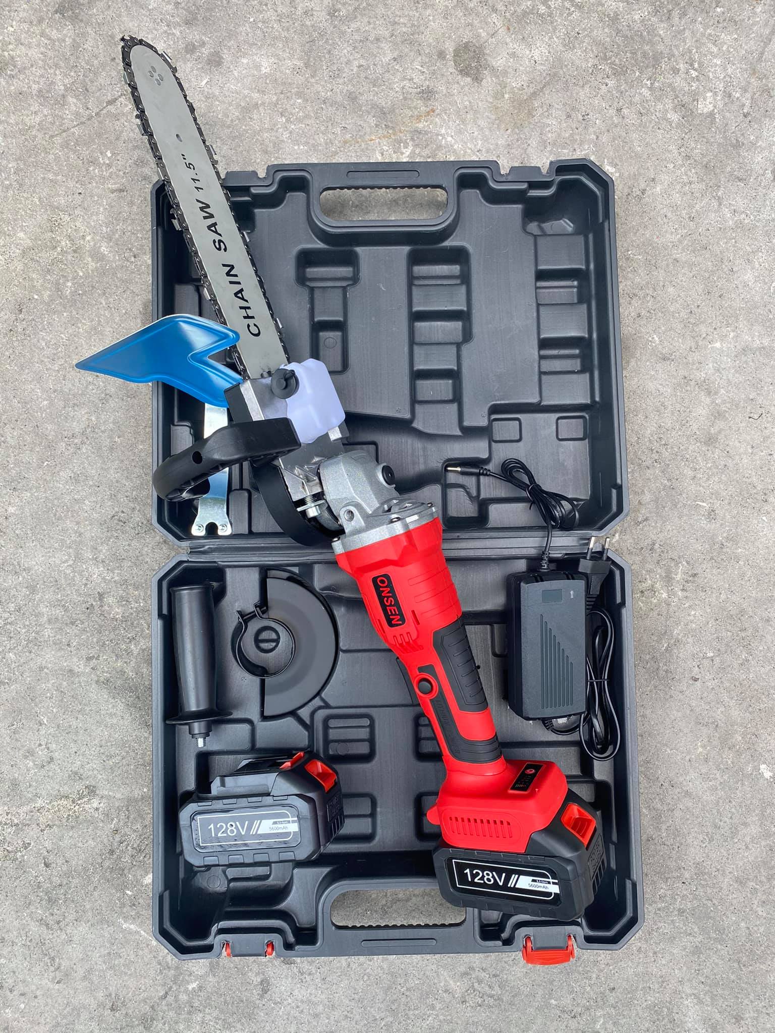 เจียไร้สาย ยี่ห้อ ONSEN 128V แถมแบต 2 ก้อน ➕แถมหัวบาร์โซ่ต่อเจีย 11.5”